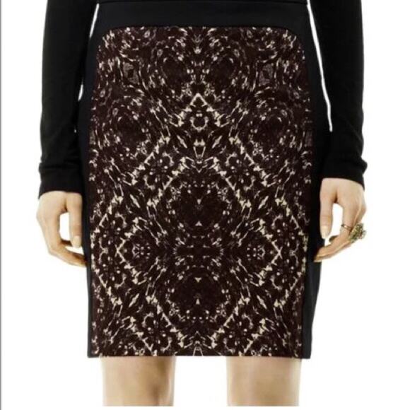 Club Monaco NWT Black & Brown Pencil Skirt Abstract Design Size 6 - Picture 1 of 7